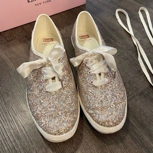 Keds x Kate Spade New York Rose Gold Glitter Sneakers - Worn One Time!